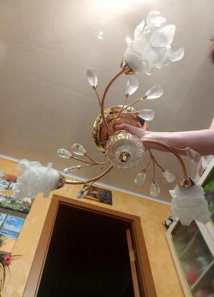 Люстра светильник на 3 плафона цветочная композиция