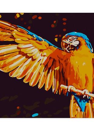 Картина за номерами strateg преміум яскравий папуга з лаком розміром 40х50 см (gs787) україна
