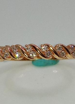 Кольцо дорожка плетёнка бриллианты 0,165сt красное золото 585 15,5р каблука6 фото