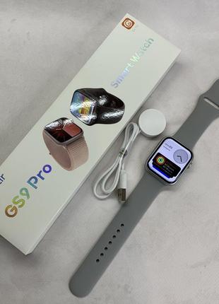Розумний смарт-годинник smart watch gs9 pro 45 mm смарт-годинник з українською мовою та функцією дзвінка сріблястий2 фото