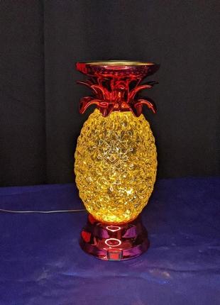 Настольная светодиодная лампа ночник красный "ананас" 35 см от сети разные цвета2 фото