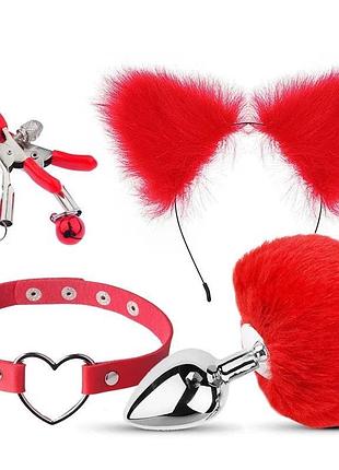 Набор игрушек секс, анальная пробка, чокер, зажимы на соски.