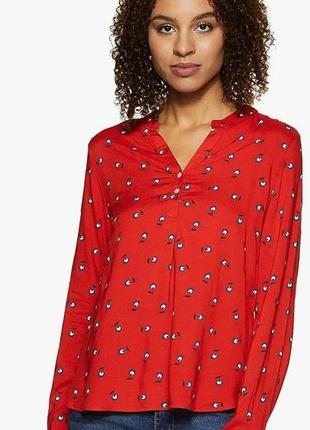 Актуальная блузка блуза рубашка принт v-образный вырез бренд marks & spencer, р.102 фото
