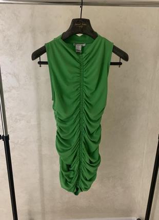 Трендовое платье платье платье zara с драпировкой зеленое меди5 фото