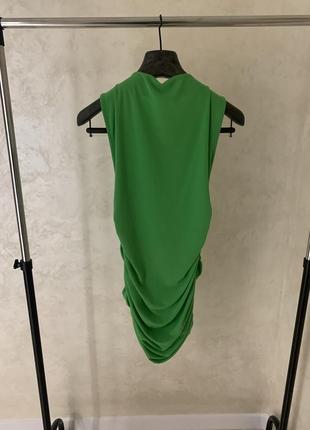 Трендовое платье платье платье zara с драпировкой зеленое меди7 фото