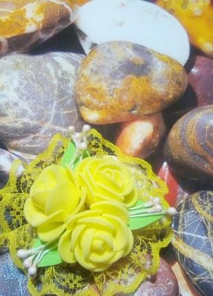 Шпилька "букетик троянд", жовта