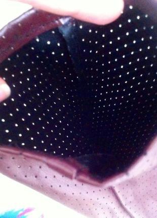 Стильные кожаные лосины марсала вишня бордо из перфорированной кожи в дырку с-м4 фото