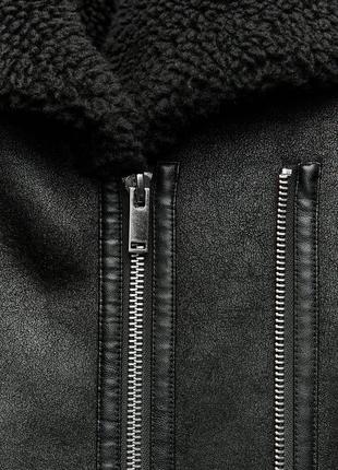 Длинное байкерское пальто черное zara new6 фото