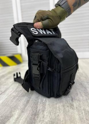 Тактическая сумка поясная на ногу swat black