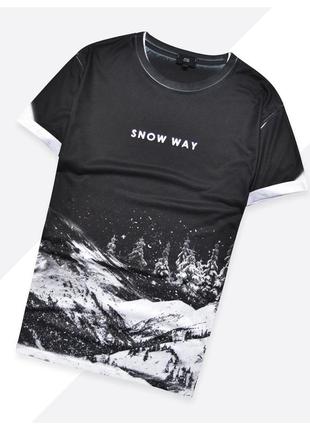 River island m / лёгкая чёрная футболка в полностью белый принт3 фото