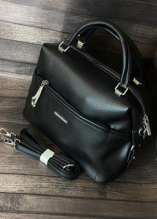 Вместительная женская сумка с плечевым ремнем. черная3 фото