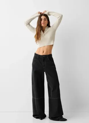 Широкие джинсы скейтеры bershka skater fit wide leg 0107/665/737