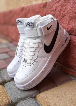 Женские кроссовки nike air force 1 high white black найк белого с черными цветами