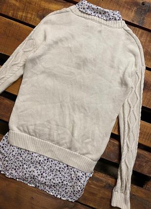 Женская хлопковая кофта (свитер) с отделкой в цветочный принт next (некст мрр идеал оригинал)2 фото