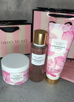 Мист + лосьон + скраб для тела natural beauty body care «pomegranate &amp; lotus». victoria’s secret. оригинал 🇺🇸