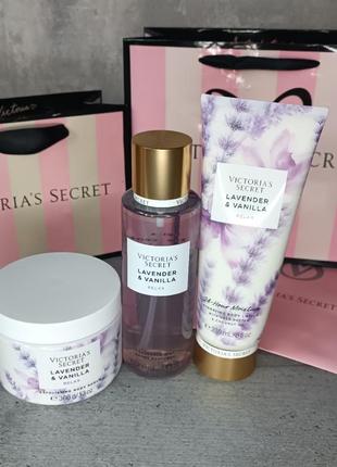 Міст + лосьйон + скраб для тіла natural beauty body care «lavender & vanilla». victoria's secret. оригінал 🇺🇸