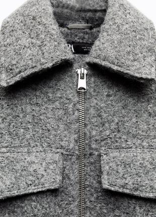 Куртка букле укороченная на замке зип на молнии зара zara3 фото