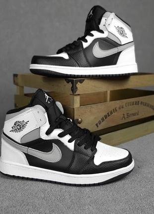 Женские кроссовки Infrared air jordan 1 retro white black grey джордан белого с серым и черным цветов