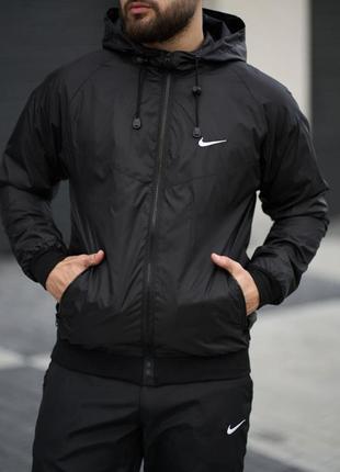 Ветровка (курточка) nike windrunner мужская (чёрная)
