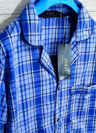 Чоловіча брендова піжама для сну та дому polo ralph lauren в синьому кольорі в клітинку розмір s2 фото