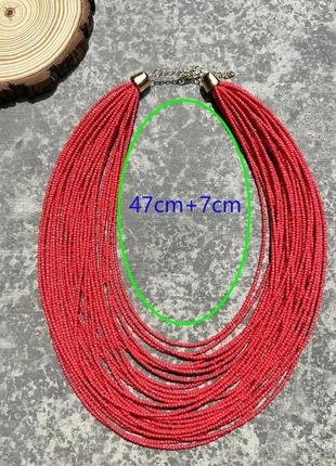 Праздничные красные бусы для вышиванки, богемное ожерелье из бисера, бижутерия, украшения2 фото