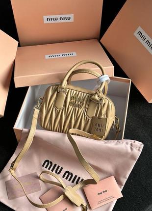 👜 miumiu arcadie matelassé nappa leather bag beige
