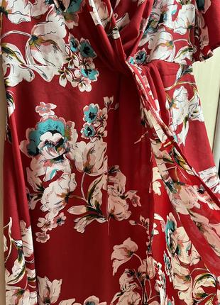 Платье миди на запах халат цветочный принт платье летнее софт3 фото