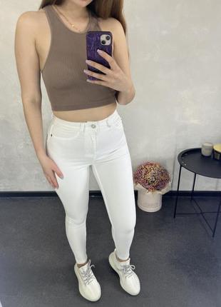 Щільні білі джинси, білі джинси skinny1 фото