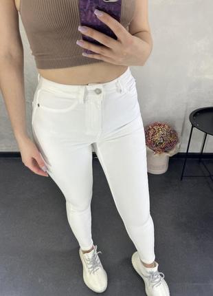 Щільні білі джинси, білі джинси skinny5 фото