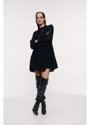 Короткое ярусное черное платье zara
