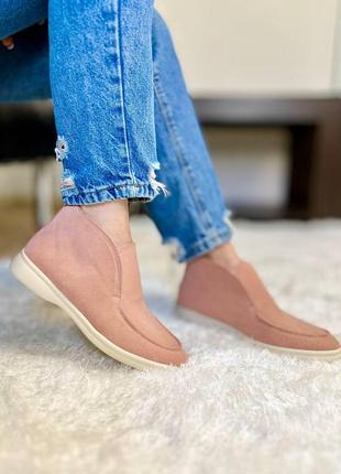 Современные женские туфли пудрового цвета на низком каблуке, размер от 36 до 415 фото