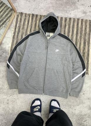 Vintage nike swoosh zip hoodie винтаж мужская кофта худые свитшот серый свуш оригинал