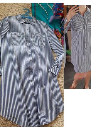 Актуальное стильное хлопковое платье/рубашка в полоску,only,  p. 36-38