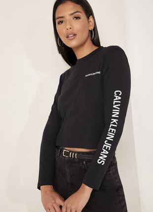 Calvin klein jeans cropped black t-shirt кофта женский свитер