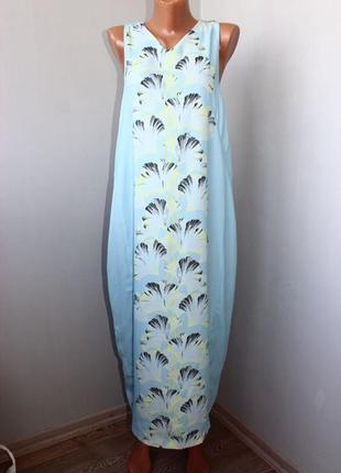 Мидл маркет! нежно голубое миди платье сарафан от whistles пальмовый принт тропический8 фото