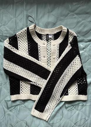 В’язаний кардиган в полоску на гудзиках h&m