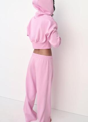 Костюм зара брюки джоггеры розовый кофта свитшот с капюшоном худи зара zara3 фото