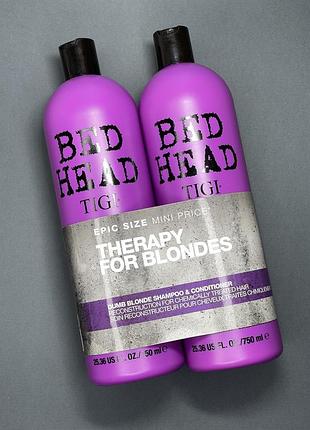 ‼️шампунь и кондиционер для блонде волос!!️ tigi bed head colour 750мл