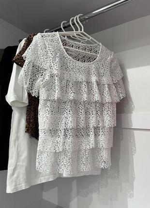 Топ блуза красивая белая кружево плотное плетение