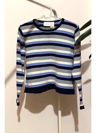 L свитер короткий в полоску с хлопком