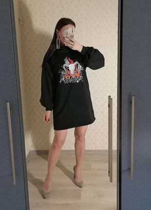 Чёрное платье, тёплое платье, трикотажное платье, двунитка, водолазка, платье с горлом