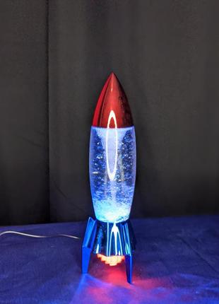 Світлодіодна лампа настільна нічник червоний з синім "торнадо" 35 см від мережі різні кольори2 фото