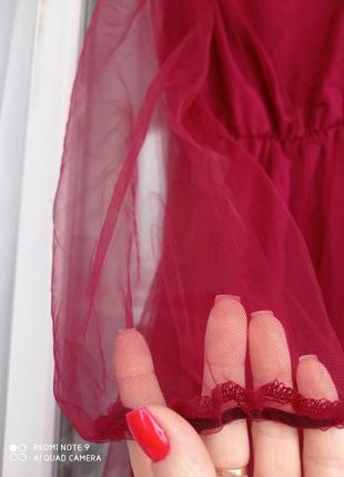 Шикарна бордова сукня з фатином5 фото