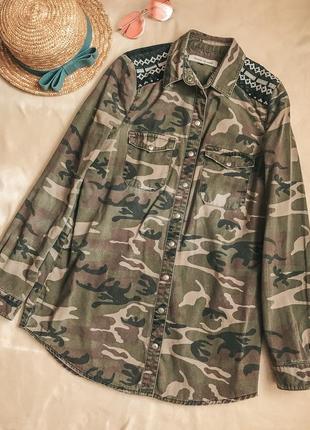 Джинсовая курточка хаки милитари