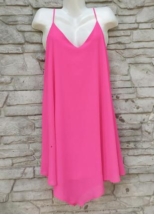 Шикарне, шифонове плаття яскраво-рожевого кольору1 фото