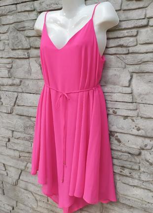 Шикарное, шифоновое платье ярко-розового цвета5 фото