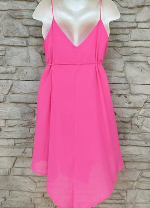 Шикарное, шифоновое платье ярко-розового цвета8 фото