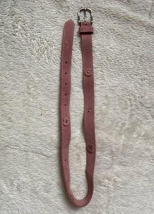 Розовый ремень из натуральной кожи замши