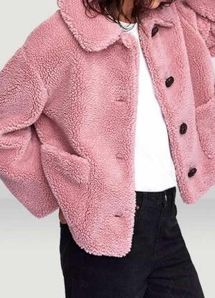 Zara плюшева коротка куртка на гудзиках