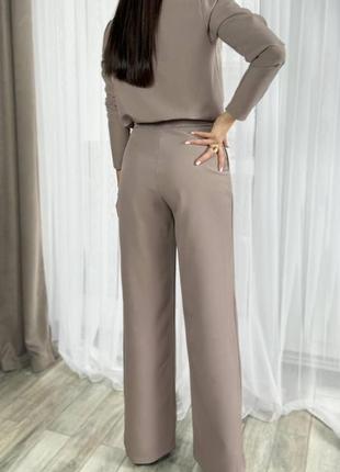 Женский стильный костюм со штанами палаццо и кофтой с длинным рукавом3 фото